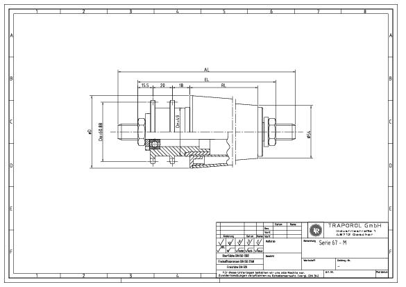 Technische Skizze Tragrolle Konisch Serie 67 M