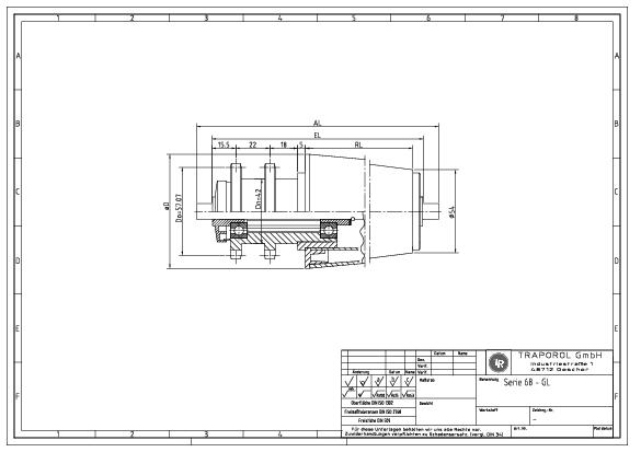 Technische Skizze Tragrolle Konisch Serie 68 Gl