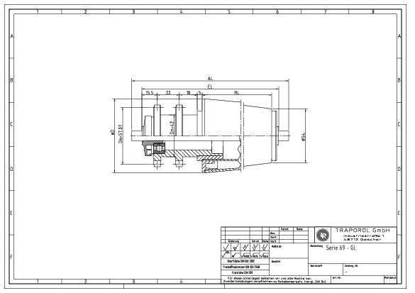 Technische Skizze Tragrolle Konisch Serie 69 Gl