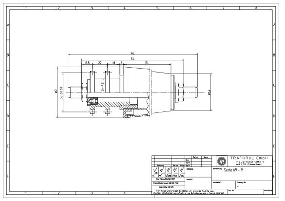 Technische Skizze Tragrolle Konisch Serie 69 M