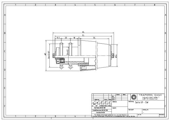 Technische Skizze Tragrolle Konisch Serie 69 Sw