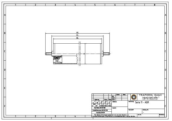 Technische Skizze Tragrolle Schwerkraft Serie 11 Agm