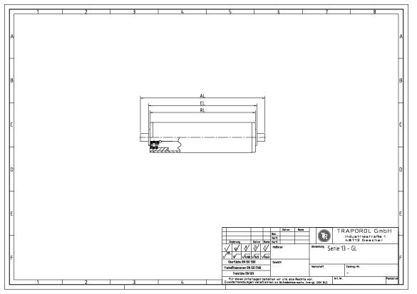 Technische Skizze Tragrolle Schwerkraft Serie 13 Gl