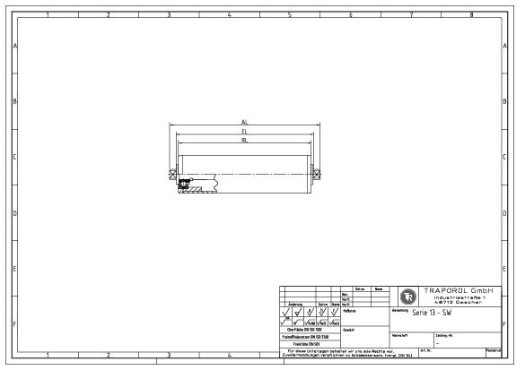 Technische Skizze Tragrolle Schwerkraft Serie 13 Sw