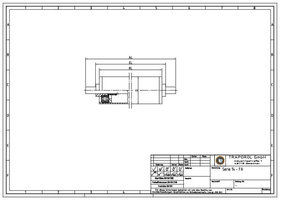 Technische Skizze Tragrolle Schwerkraft Serie 14 Fa