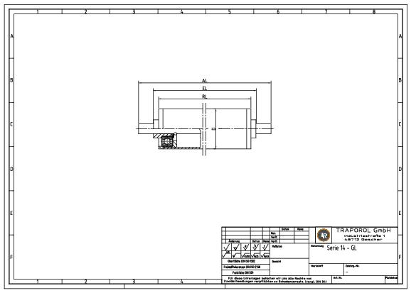 Technische Skizze Tragrolle Schwerkraft Serie 14 Gl