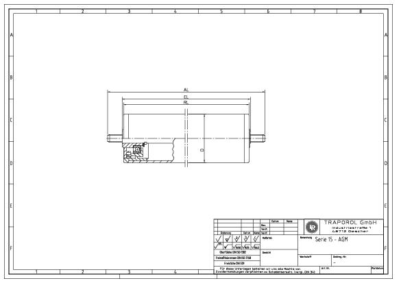 Technische Skizze Tragrolle Schwerkraft Serie 15 Agm