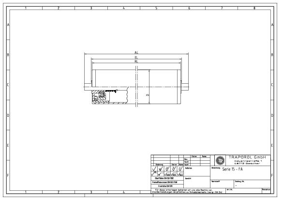 Technische Skizze Tragrolle Schwerkraft Serie 15 Fa