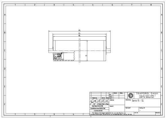 Technische Skizze Tragrolle Schwerkraft Serie 15 Gl