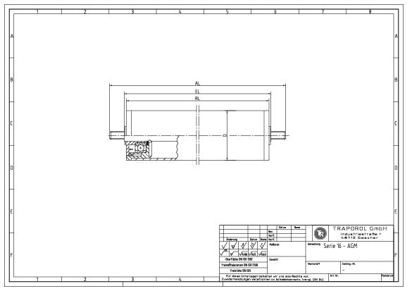 Technische Skizze Tragrolle Schwerkraft Serie 16 Agm