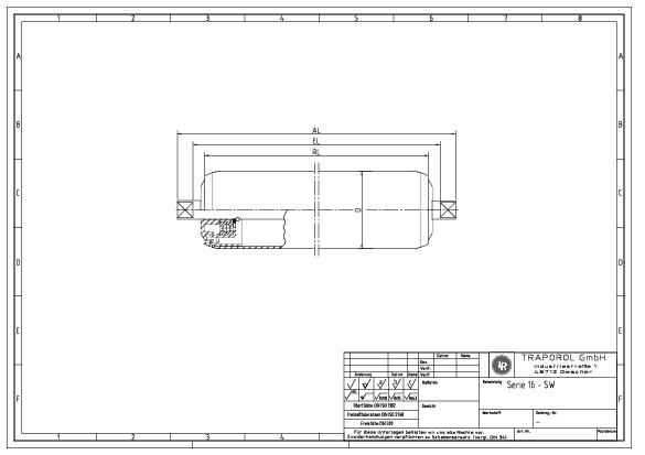 Technische Skizze Tragrolle-schwerkraft-serie-16K-sw