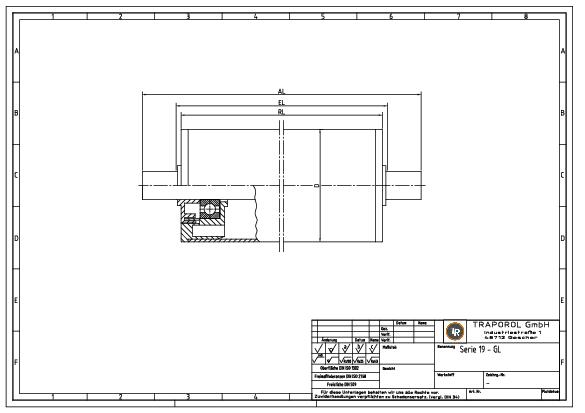 Technische Skizze Tragrolle Schwerkraft Serie 19 Gl