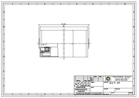 Technische Skizze Tragrolle Schwerkraft Serie 19 Igm