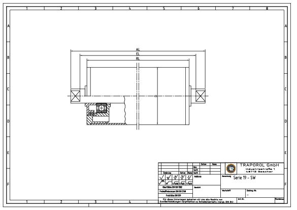 Technische Skizze Tragrolle Schwerkraft Serie 19 Sw