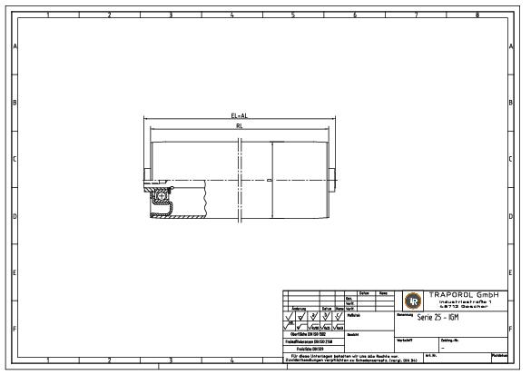 Technische Skizze Tragrolle Schwerkraft Serie 25 Igm