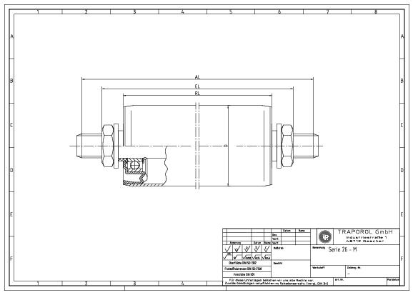 Technische Skizze Tragrolle Schwerkraft Serie 26 M