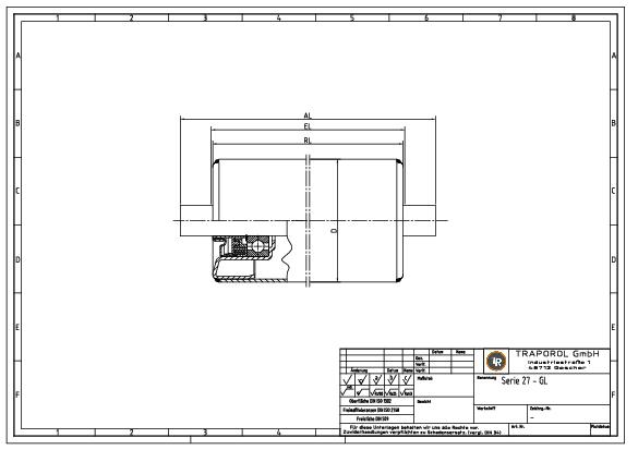 Technische Skizze Tragrolle Schwerkraft Serie 27 Gl