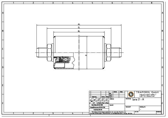 Technische Skizze Tragrolle Schwerkraft Serie 27 M