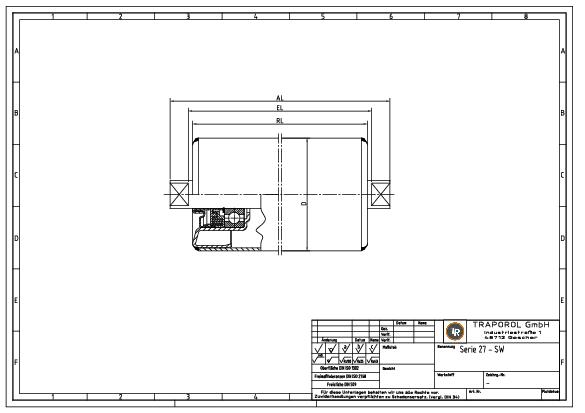 Technische Skizze Tragrolle Schwerkraft Serie 27 Sw
